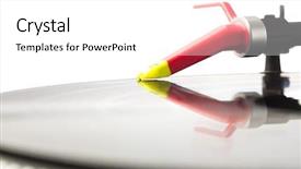  Presentation with spinning - Colorful slide deck enhanced with plates spinning - extreme closeup of a dj backdrop and a  colored foreground