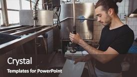  Presentation with waiter - Colorful slides enhanced with plates while standing in cafe backdrop and a dark gray colored foreground