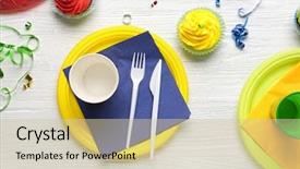  Presentation with cupcakes - Slide set featuring plates with birthday cupcakes background and a soft green colored foreground