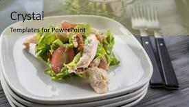  Presentation with salad - Audience pleasing slides consisting of plates-with-chicken-salad backdrop and a mint green colored foreground