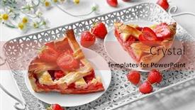  Presentation with strawberry - Amazing presentation theme having plates-with-delicious-strawberry-pie backdrop and a coral colored foreground