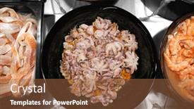  Presentation with octopus - Beautiful PPT layouts featuring plates-with-marinated-baby-octopus backdrop and a tawny brown colored foreground