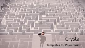  Presentation with square - Beautiful slide deck featuring platform above a detailed maze backdrop and a light gray colored foreground