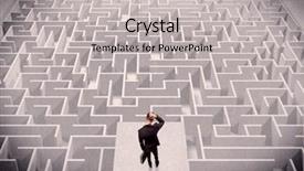  Presentation with square - Cool new PPT theme with platform above a detailed maze backdrop and a light gray colored foreground