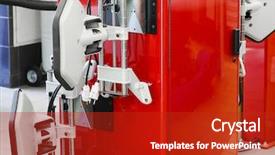  Presentation with equipment - Audience pleasing slides consisting of platform balance - car wheel angle adjustment equipment backdrop and a crimson colored foreground