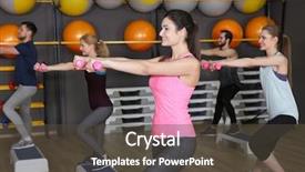  Presentation with elderly people exercise patient training - Beautiful PPT layouts featuring platform balance - young sporty people training backdrop and a dark gray colored foreground