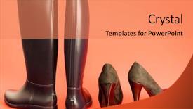  Presentation with rubber - Presentation design featuring pumps with black rubber boots background and a coral colored foreground