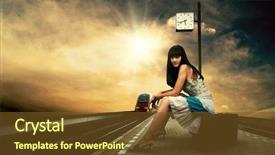  Presentation with train railway - Presentation design consisting of platform of railway station background and a tawny brown colored foreground