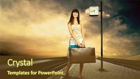  Presentation with train railway - Cool new PPT layouts with platform of railway station backdrop and a tawny brown colored foreground