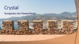  Presentation with bosnia old castle history - PPT theme enhanced with platform of the old castle background and a sky blue colored foreground