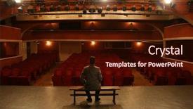  Presentation with alone - Audience pleasing presentation design consisting of performing theatre - man alone on theater scene backdrop and a tawny brown colored foreground