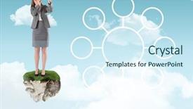  Presentation with telescope - PPT theme enhanced with platform with interface mind map background and a cool aqua colored foreground