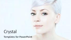  Presentation with beautiful young woman getting face - PPT theme consisting of platinum - closeup portrait of beautiful young background and a cool aqua colored foreground