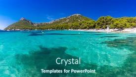  Presentation with beach ball sand dunes - Presentation theme having platja-de-formentor-beautiful-sandy background and a ocean colored foreground