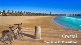  Presentation with beach - Slide set enhanced with platja in tarragona of catalonia background and a coral colored foreground