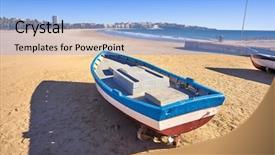  Presentation with boats electronics - Presentation design with platja in tarragona of catalonia background and a light blue colored foreground