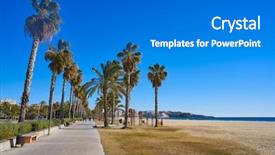  Presentation with ipanema beach - Presentation theme featuring platja in tarragona of catalonia background and a gray colored foreground