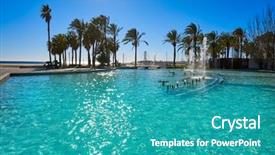  Presentation with beach - Presentation design enhanced with platja in tarragona of catalonia background and a teal colored foreground