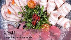  Presentation with vodka - Amazing slide deck having platter - a snack under vodka backdrop and a coral colored foreground