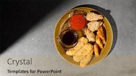  Presentation with nuggets food - Presentation enhanced with platter-appetizers-with-fried-cheese background and a yellow colored foreground