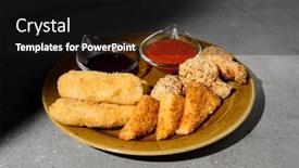  Presentation with appetizers - Presentation design with platter-appetizers-with-fried-cheese background and a black colored foreground
