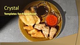  Presentation with nuggets food - Theme having platter-appetizers-with-fried-cheese background and a tawny brown colored foreground