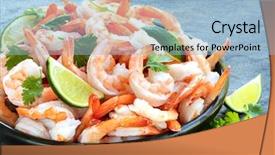  Presentation with lime - Amazing PPT layouts having platter of cooked shrimps backdrop and a light blue colored foreground