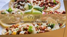  Presentation with chorizo - PPT theme consisting of platter-of-mexican-street-tacos background and a yellow colored foreground