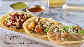  Presentation with pastor - Presentation theme consisting of platter-of-mexican-street-tacos background and a gold colored foreground