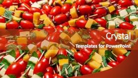  Presentation with cherry - PPT theme consisting of platter on display with toothpick background and a crimson colored foreground