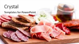  Presentation with catering - Presentation theme with platters - antipasti and catering platter background and a white colored foreground
