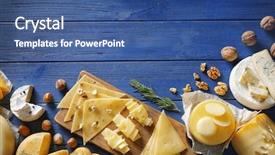  Presentation with cheese - Presentation theme enhanced with platters - beautiful composition with variety background and a ocean colored foreground