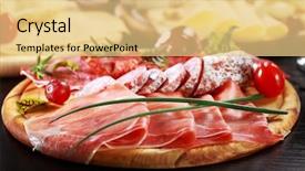  Presentation with cheese - Theme having platters - salami and cheese platter background and a yellow colored foreground