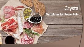  Presentation with bacon - Audience pleasing presentation consisting of platters - salami sliced ham sausage prosciutto backdrop and a coral colored foreground
