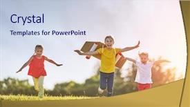  Presentation with children little child girl plays - Beautiful PPT layouts featuring play - children playing astronaut girls fleeing backdrop and a lemonade colored foreground