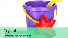  Presentation with children - PPT layouts with sand play - children's beach toys isolated background and a  colored foreground