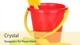  Presentation with children - Audience pleasing slide deck consisting of sand play - children's beach toys isolated backdrop and a  colored foreground