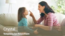  Presentation with mom daughter - PPT theme featuring daughter child girl are play background and a  colored foreground