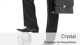  Presentation with play - Audience pleasing slide set consisting of play- businessman with a soccer backdrop and a white colored foreground