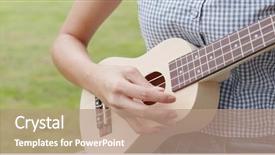  Presentation with ukulele - PPT theme having play a song on ukulele background and a coral colored foreground