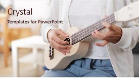  Presentation with ukulele - Theme with play a song on ukulele background and a sky blue colored foreground