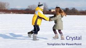  Presentation with play children - PPT theme with play down in the snow background and a  colored foreground