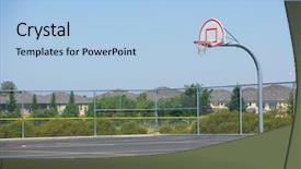  Presentation with basketball court - Presentation having play ground - basketball court on the black background and a light blue colored foreground