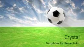  Presentation with bald eagle flying - PPT layouts enhanced with play ground - flying soccer ball background and a  colored foreground