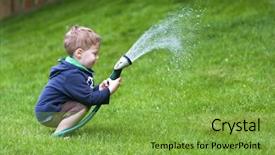  Presentation with garden - Cool new presentation theme with play ground - handsome young boy watering garden backdrop and a  colored foreground