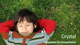  Presentation with world children culture - Slides having play ground - happy children in grass background and a tawny brown colored foreground