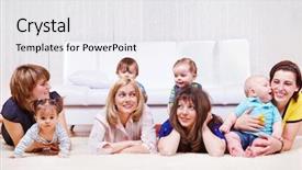  Presentation with mothers - Slide set consisting of play group - mothers enjoying time with sweet background and a white colored foreground