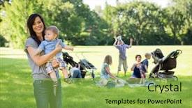  Presentation with mother baby clipart - Beautiful slides featuring play group - portrait of happy mother carrying backdrop and a yellow colored foreground