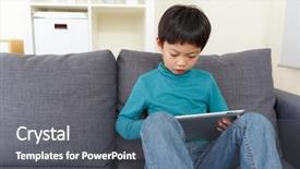  Presentation with tablets wood table tablet white - Amazing presentation theme having play mobil - asian little boy watching backdrop and a  colored foreground