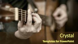  Presentation with classical guitar - Colorful PPT theme enhanced with play on the acoustic guitar backdrop and a tawny brown colored foreground
